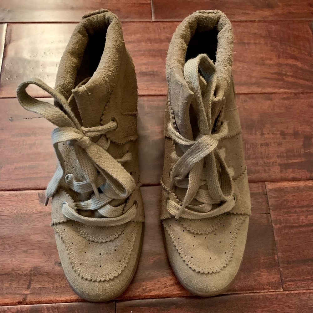 Skechers high top suede wedge sneakers